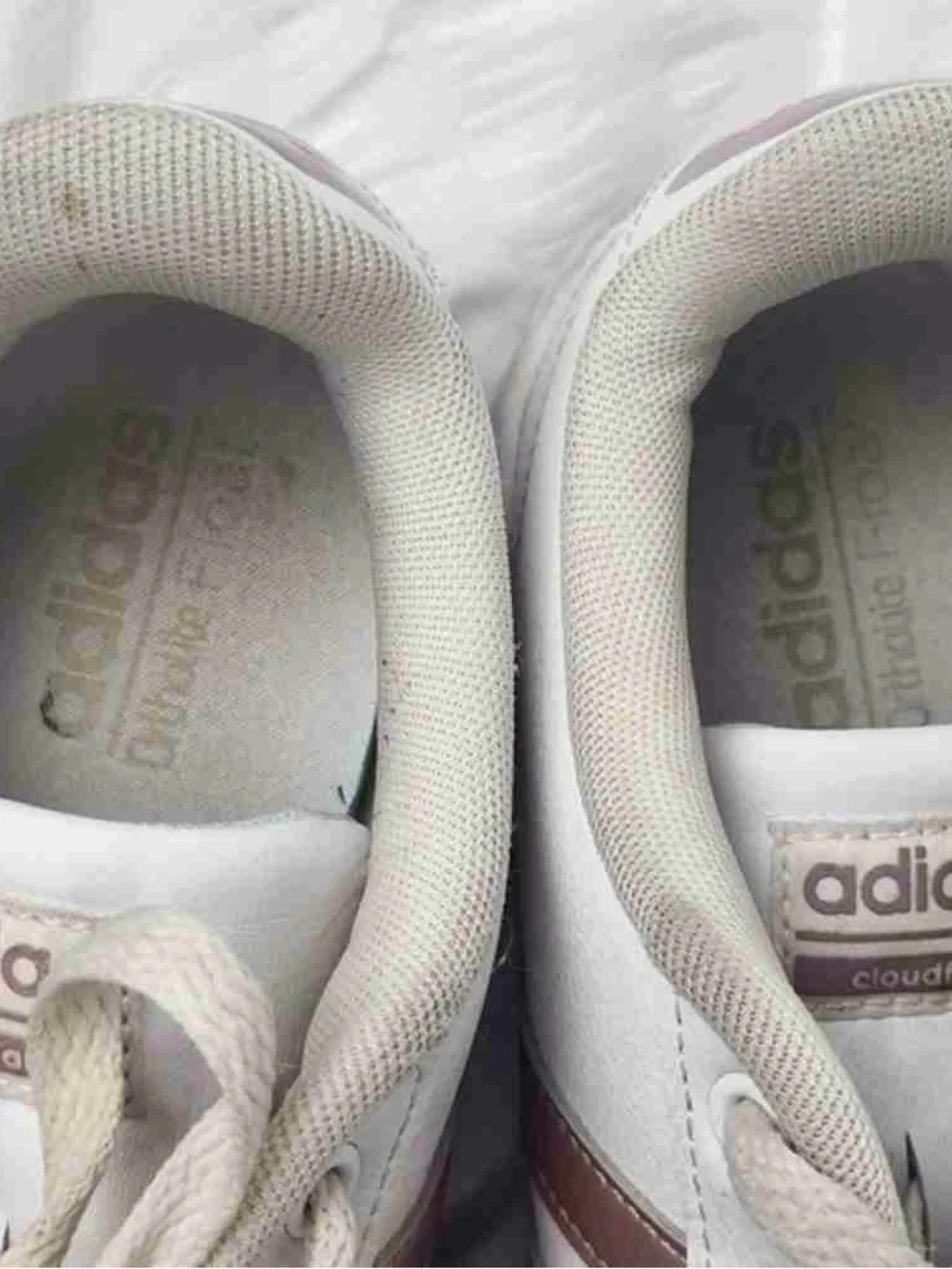 White Women's Casual Sneakers with Rose Metallic Stripes